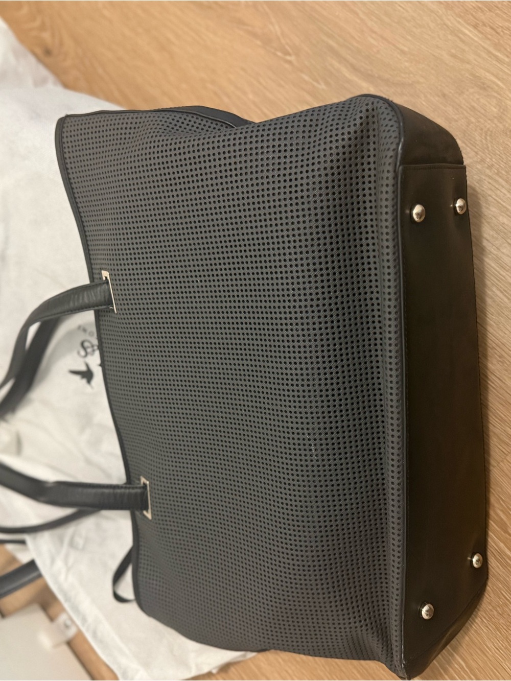 Grey Black Perforated lo & sons Seville tote 13”